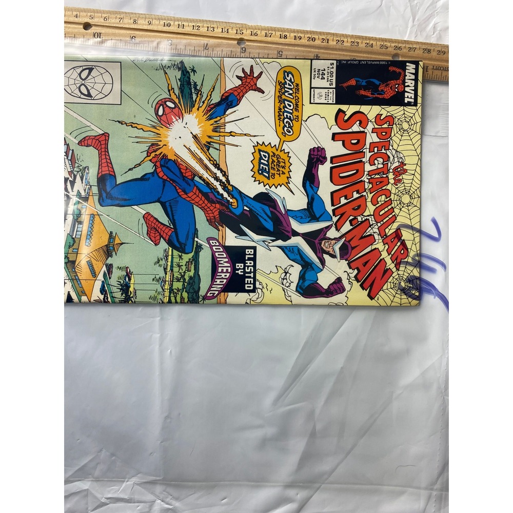 Spectacular Spider-Man Comic Book 144 Marvel 1989 San Diego Blasted by Boomerang